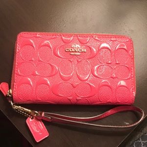 Pink Coach double zip wallet